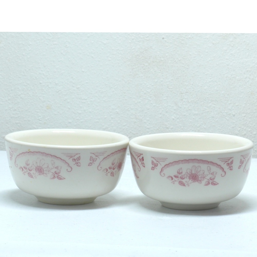 HLC Homer Laughlin China Bowls Set of 2 Pink Floral Restaurant Ware USA Cream